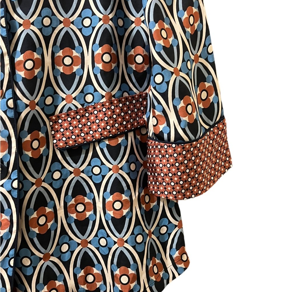 Cara Cara Top Venezia Printed Silk-Twill Blouse Button Shirt Jacket Sz XS - Picture 7 of 11